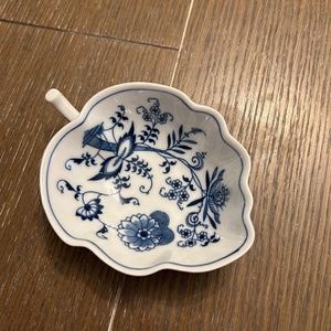 Blue Danube Leaf-Shaped Serving Dish Signed